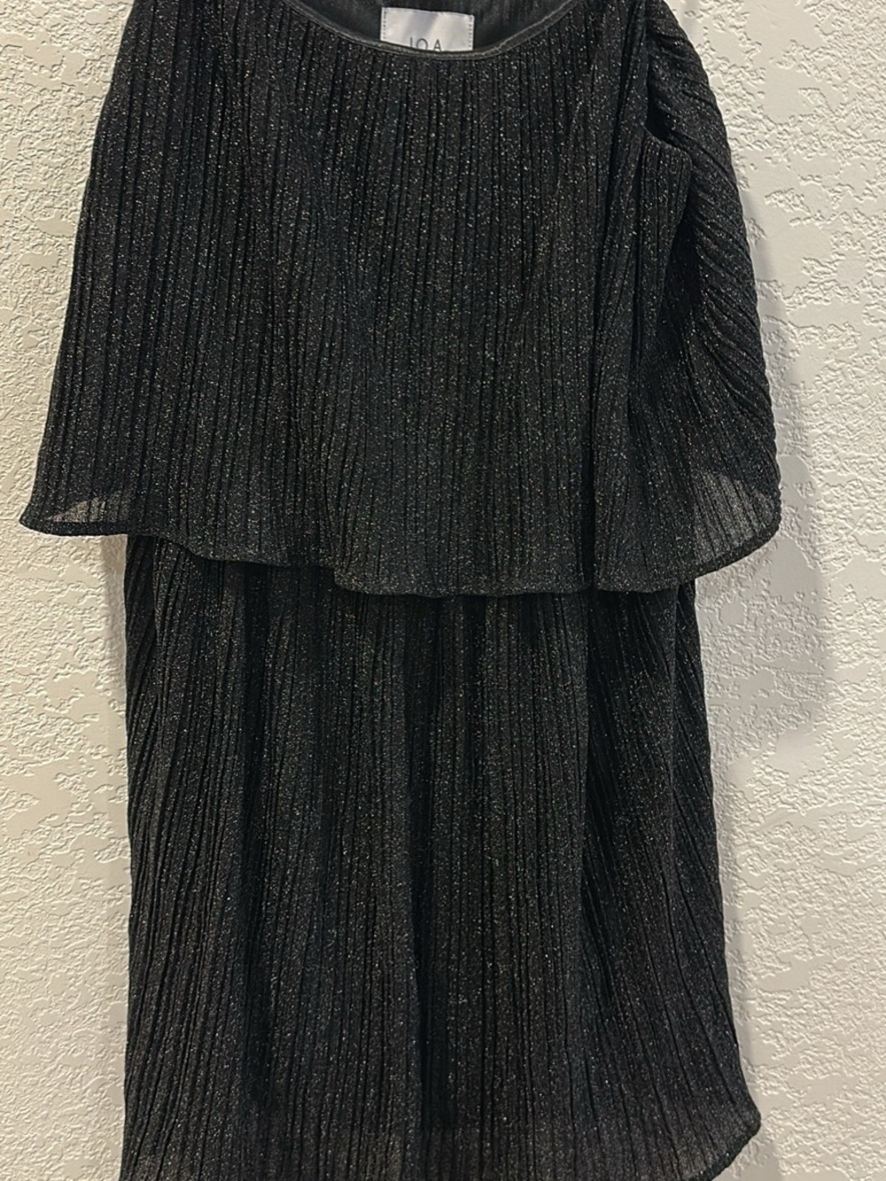 J.O.A. Black Shimmer Pleated Layered Cocktail Dress